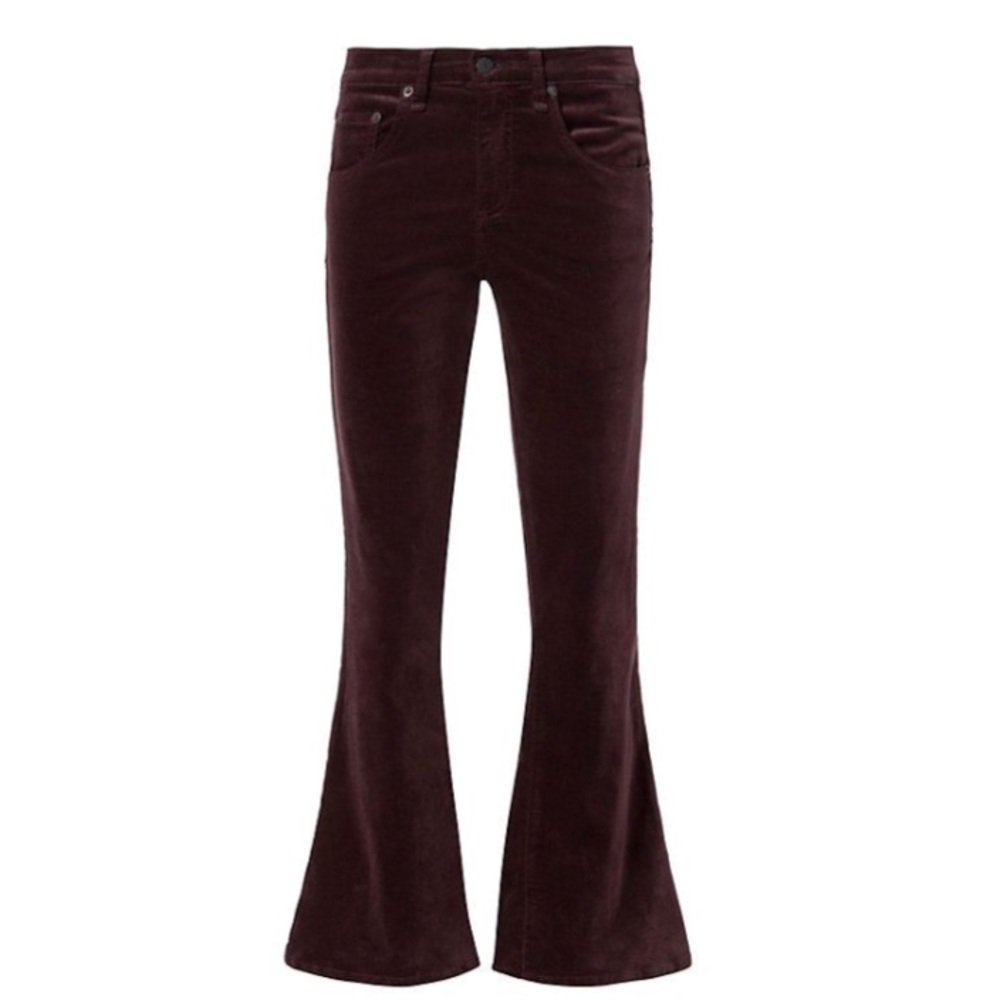 NWT Rag and Bone Wine Cropped Flare Velvet Jeans